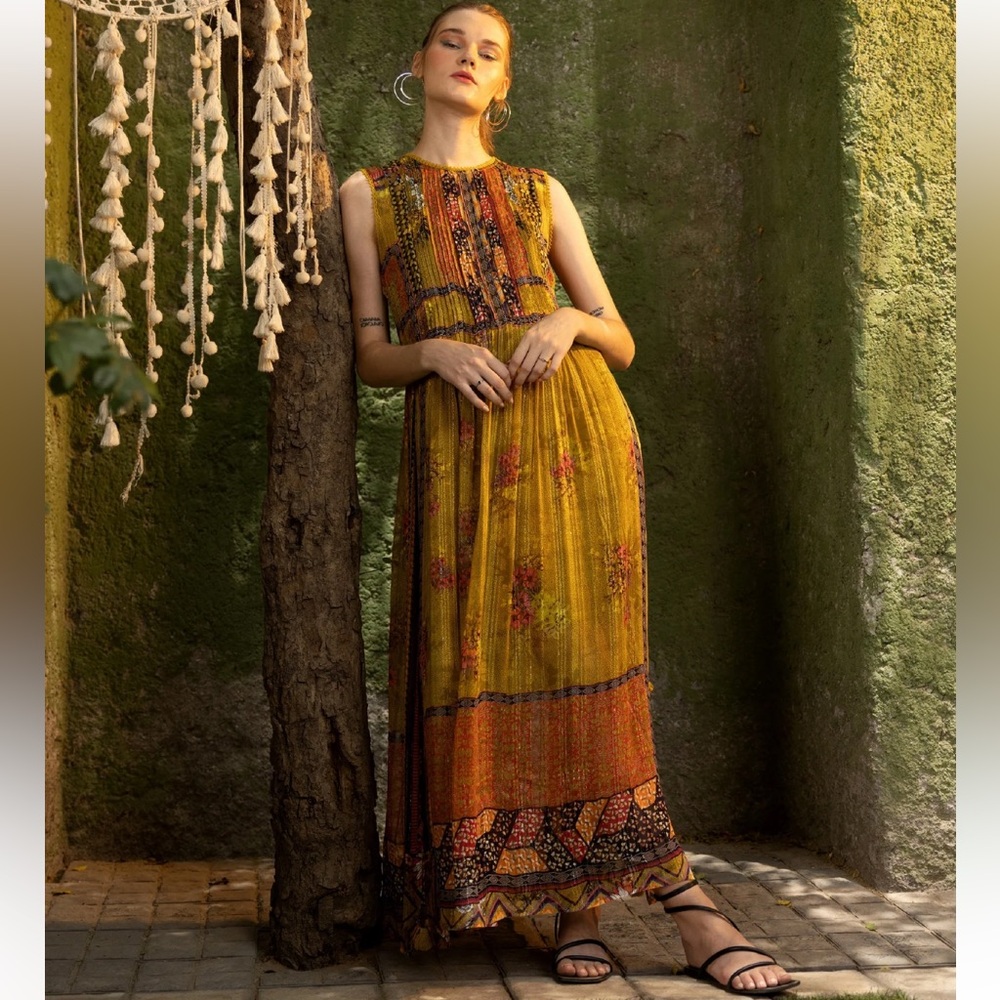 Anthropologie Bhanuni by Jyoti Citron Maxi Dress Size XS